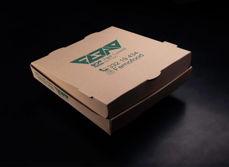 طراحی و چاپ جعبه پیتزا مقوا فست فود فرنو اهواز